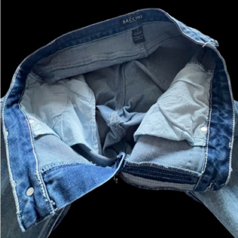 BACCINI Cropped Ankle Jeans with Ruffled Distressed Hem. Size 12 Inseam 25” - Picture 9 of 14